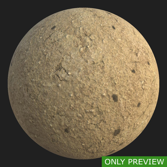 PBR substance material of ground sandy soil created in substance designer for graphic designers and game developers