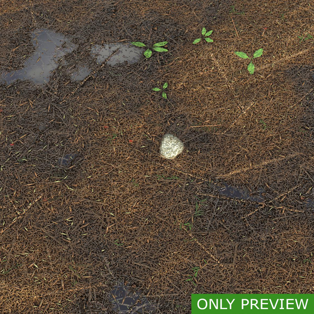 PBR substance material of forest ground wet created in substance designer for graphic designers and game developers