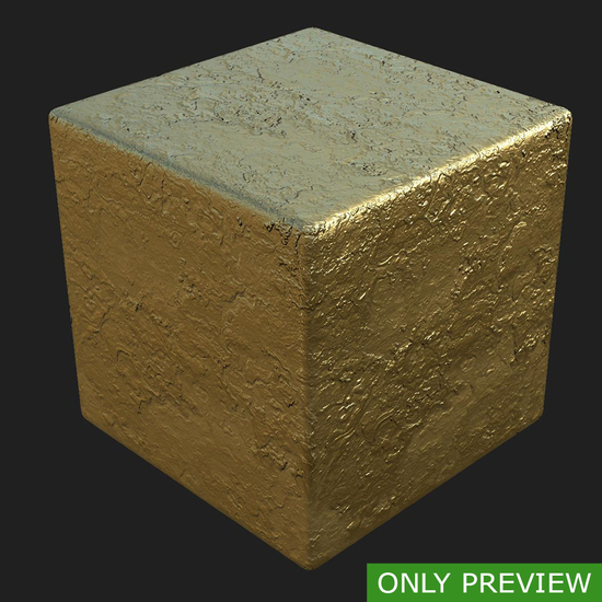 PBR substance material of gold created in substance designer for graphic designers and game developers