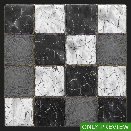 PBR substance material of marble floor damaged created in substance designer for graphic designers and game developers