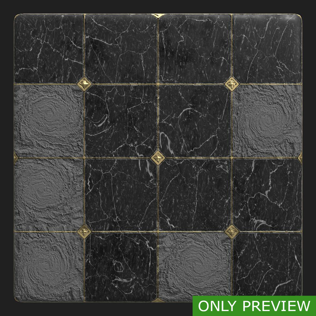 PBR substance material of marble floor damaged created in substance designer for graphic designers and game developers