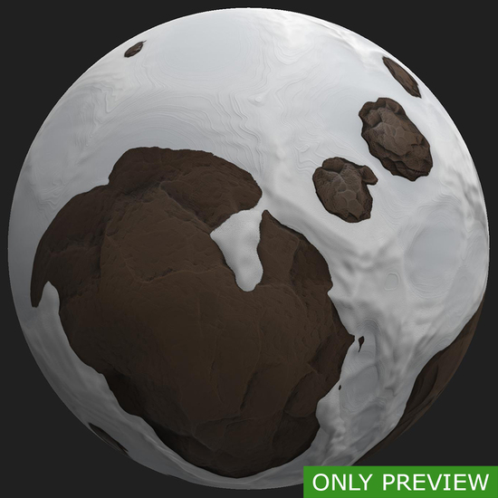 PBR substance material of ground snowy stones created in substance designer for graphic designers and game developers