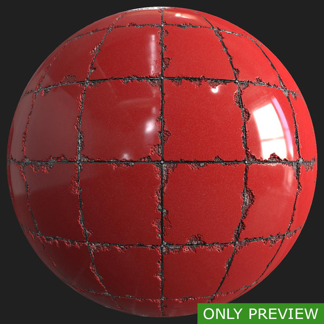 PBR substance material of wall tiles damaged created in substance designer for graphic designers and game developers