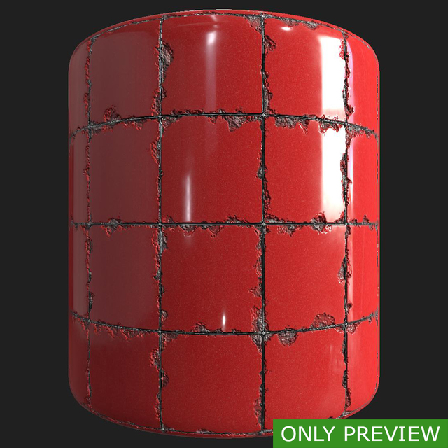 PBR substance material of wall tiles damaged created in substance designer for graphic designers and game developers