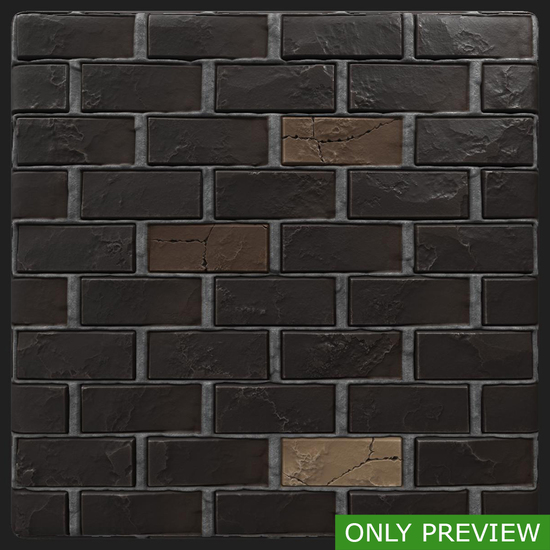 PBR substance material of wall bricks old created in substance designer for graphic designers and game developers