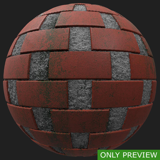 PBR substance material of wall bricks dirty created in substance designer for graphic designers and game developers