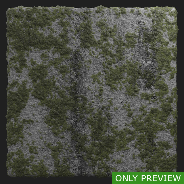 PBR substance material of ground concrete mossy created in substance designer for graphic designers and game developers