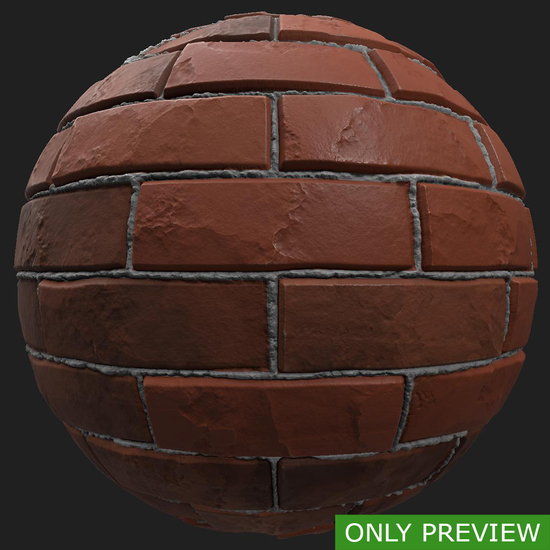 PBR substance material of wall bricks damaged created in substance designer for graphic designers and game developers