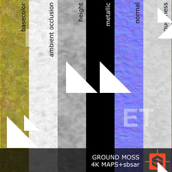 PBR substance material of moss created in substance designer for graphic designers and game developers