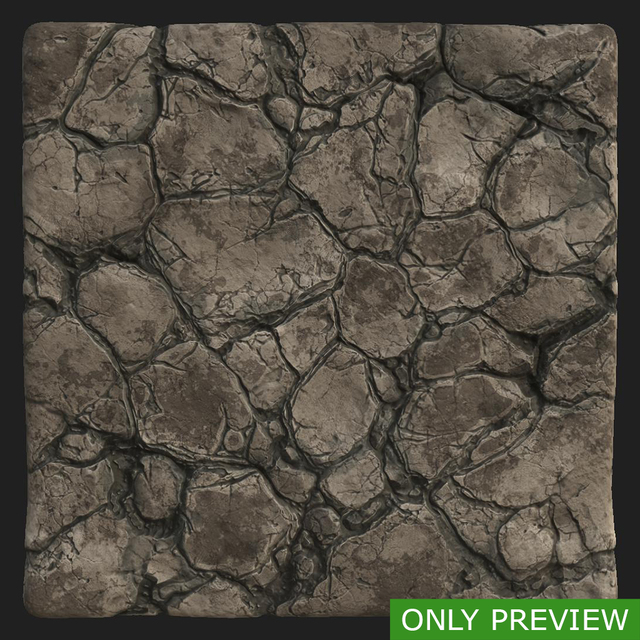 PBR substance material of rock cracked created in substance designer for graphic designers and game developers