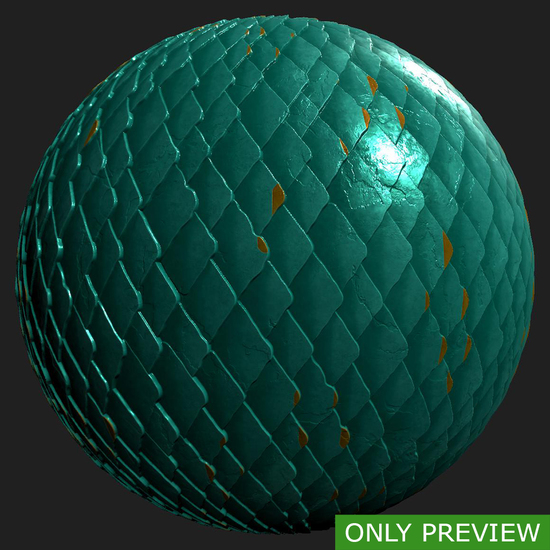 PBR substance material of snake skin created in substance designer for graphic designers and game developers