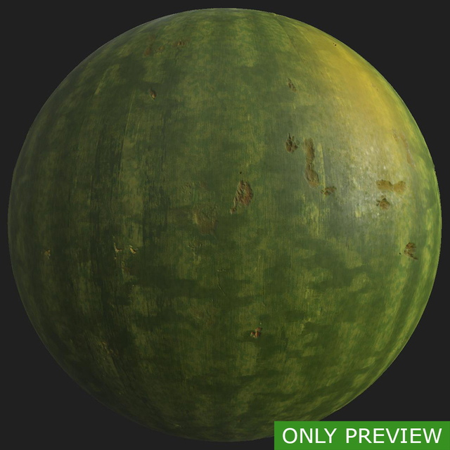 PBR substance material of watermelon skin created in substance designer for graphic designers and game developers