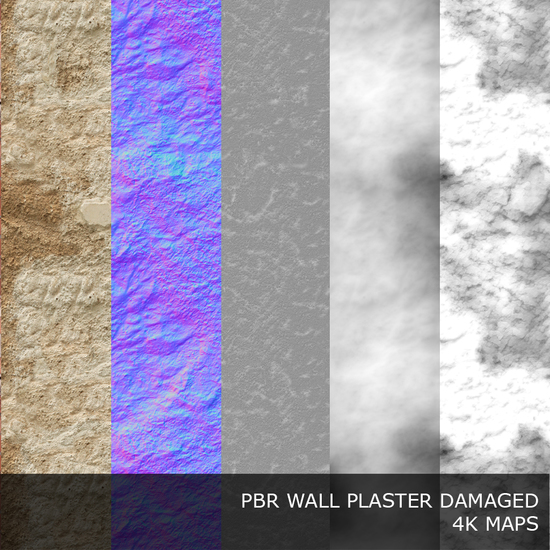 PBR texture of wall plaster damaged