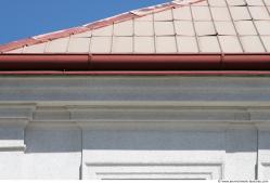 Old white classic house, relief, metal windows